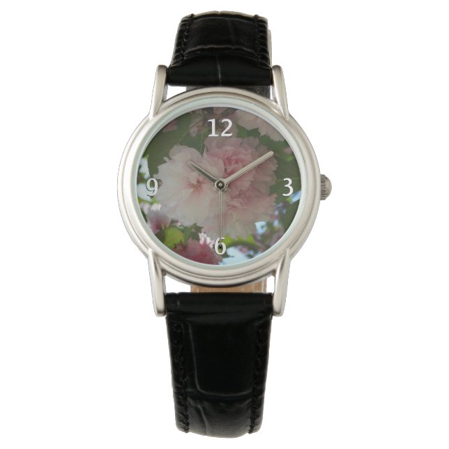 Dubbelbloeiende Cherry Tree I Spring Floral Horloge (Voorkant)