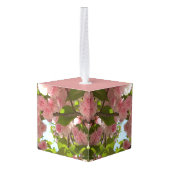 Dubbelbloeiende Cherry Tree III Spring Floral Kubus Ornament (Achter hoekig)