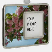 Dubbelbloeiende Cherry Tree IV Spring Verzilverd Kader Ornament (Rechts)
