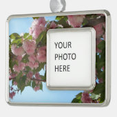 Dubbelbloeiende Cherry Tree IV Spring Verzilverd Kader Ornament (Links)