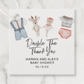 Dubbeldank je neutraal tweelingflesjes met gunstig bedankjes labels (Voorkant)