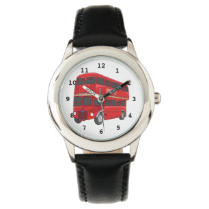 Dubbeldecker cartoon illustratie horloge