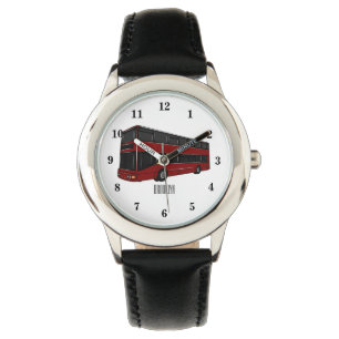 Dubbeldecker cartoon illustratie horloge