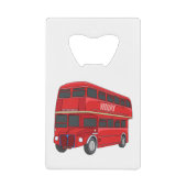 Dubbeldecker cartoon illustratie kredietkaart flessenopener (Voorkant)