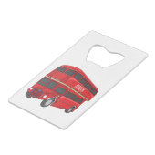 Dubbeldecker cartoon illustratie kredietkaart flessenopener (Achterkant Gekanteld)