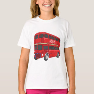 Dubbeldecker cartoon illustratie t-shirt