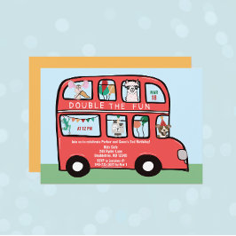 Dubbeldekker Bus Gezamenlijk Verjaardagsfeestje Kaart