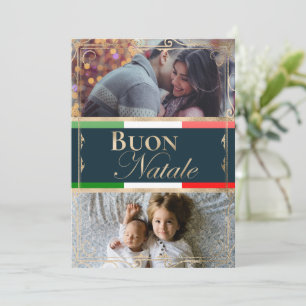 Dubbele aangepaste foto Buon Natale Italiaanse Ker Feestdagenkaart
