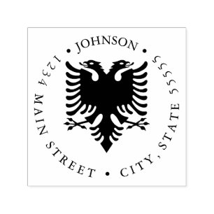 Dubbele adelaar Vlag van Albanië Return Label Zelfinktende Stempel