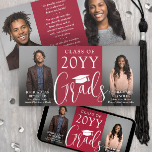 Dubbele Afstuderen 2 Afgestudeerden Rood & Wit Gez Aankondiging