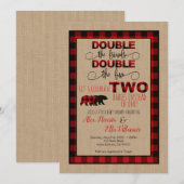Dubbele Baby shower Uitnodiging Lumberjack (Voorkant / Achterkant)