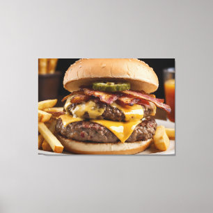 Dubbele Bacon Cheeseburger Canvas Afdruk