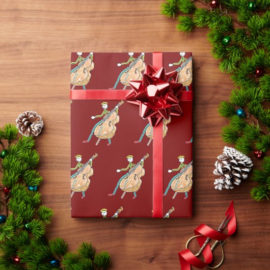 Dubbele Bas Stickman Cadeaupapier (Feestdagen Geschenken)