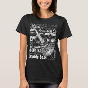 Dubbele Bass Instrument Word Cloud Musicians Dubbe T-shirt
