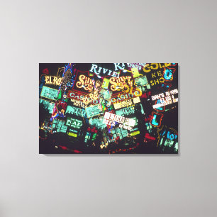 Dubbele blootstelling, casinoborden, Las Vegas, Canvas Afdruk