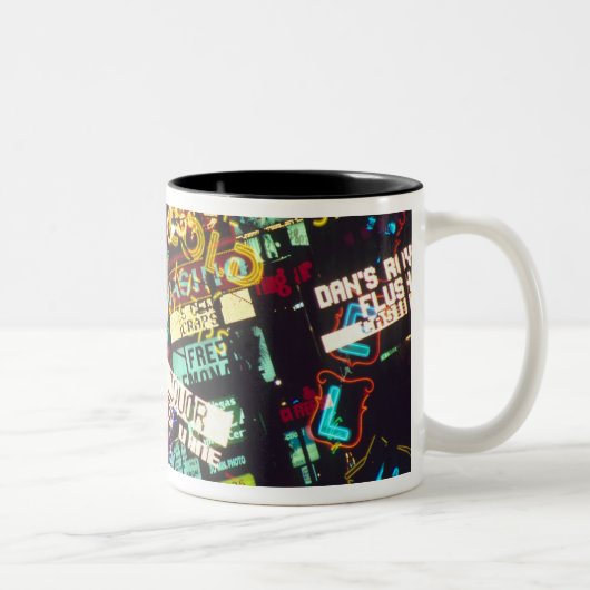 Dubbele blootstelling, casinoborden, Las Vegas, Tweekleurige Koffiemok (Rechts)