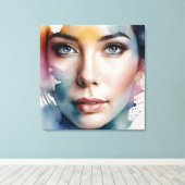 Dubbele blootstelling vrouw art canvas afdruk (Insitu (Houten vloer))