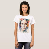 Dubbele blootstelling vrouw art t-shirt (Voorkant volledig)