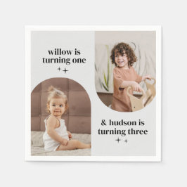 Dubbele Boog Foto Gezamenlijke Verjaardagspapier S Servet