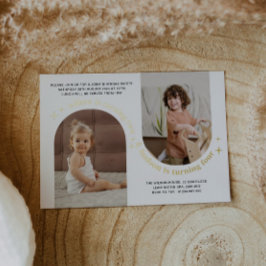 Dubbele boog foto gezamenlijke verjaardagsuitnodig folie uitnodiging