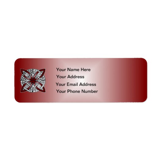 Dubbele bruiloft Ring of Celtic Knot Pattern Red Etiket (Voorkant)
