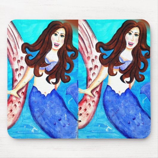 dubbele brunette mermaid mousepad muismat (Voorkant)