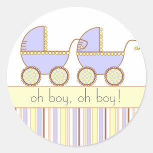Dubbele Carriage Twin Boys Ronde Sticker