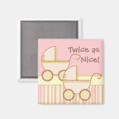 Dubbele Carriage Twin Girls Magnet Magneet (Voorkant / Achterkant)