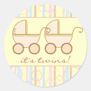 Dubbele Carriage Twin Meisjes Ronde Sticker