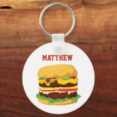 Dubbele Cheeseburger Persoonlijke Sleutelhanger (Voorkant)