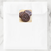 Dubbele chocolade chip cookies vierkante sticker (Tas)