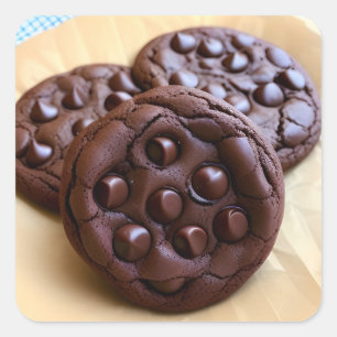 Dubbele chocolade chip cookies vierkante sticker