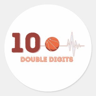 Dubbele cijfers 10 jaar oud Birthday Boy Basketbal Ronde Sticker