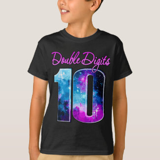 Dubbele cijfers 10 jaar oud Galaxy thema, blauw ro T-shirt