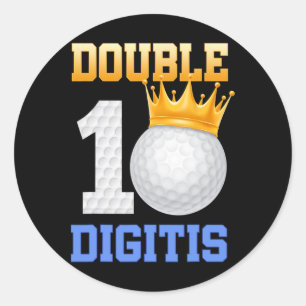 Dubbele cijfers 10e verjaardag 10 jaar oude golfer ronde sticker