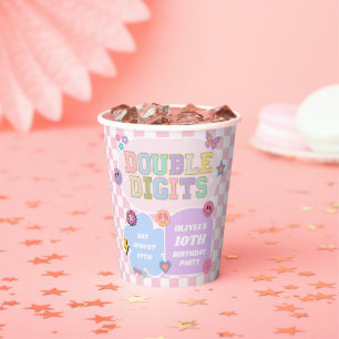 Dubbele cijfers Preppy Patch 10e verjaardagsfeest Papieren Bekers