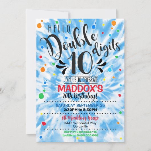 Dubbele cijfers Verjaardag Uitnodiging Jongen Tie (Voorkant)