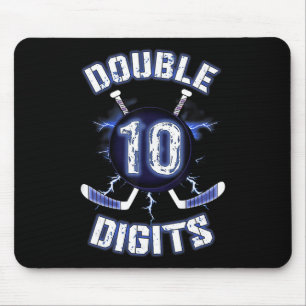 Dubbele cijfers verjaardagsdecoraties ijshockey 10 muismat