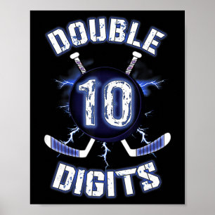 Dubbele Cijfers Verjaardagsdecoraties IJshockey 10 Poster