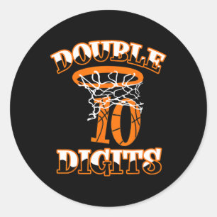 Dubbele cijfers Verjaarddes Jongen 10 Basketba Ronde Sticker