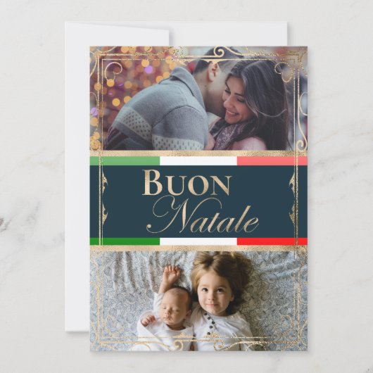 Dubbele Custom Photo Buon Natale Italiaanse Kerstm Feestdagenkaart