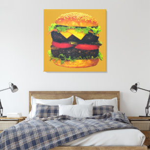 Dubbele Deluxe Hamburger met Kaas Canvas Afdruk