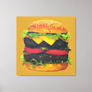 Dubbele Deluxe Hamburger met kaas Canvas Afdruk