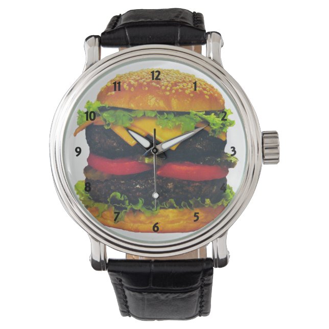 Dubbele Deluxe Hamburger met kaas Horloge (Voorkant)