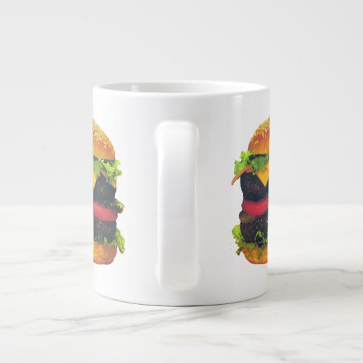 Dubbele Deluxe Hamburger met kaas Jumbo Mok (Achterkant)