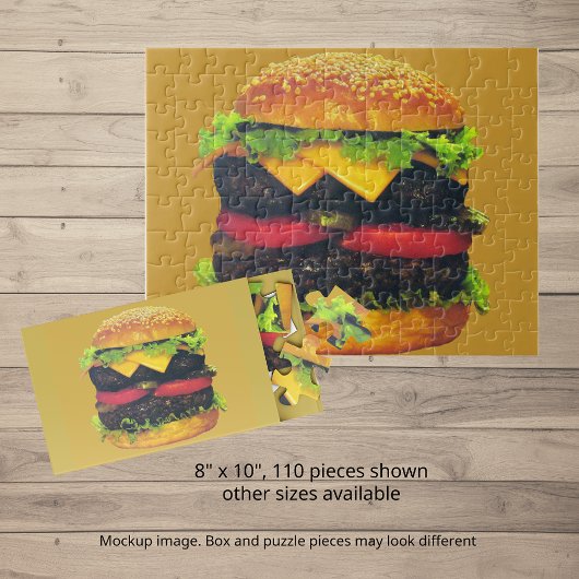 Dubbele Deluxe Hamburger met kaas Legpuzzel