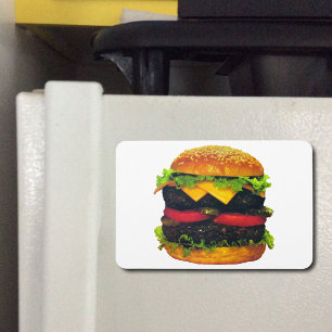 Dubbele Deluxe Hamburger met kaas Magneet