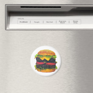 Dubbele Deluxe Hamburger met kaas Magneet