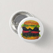 Dubbele Deluxe Hamburger met kaas Ronde Button 3,2 Cm (Voorkant /achterkant)