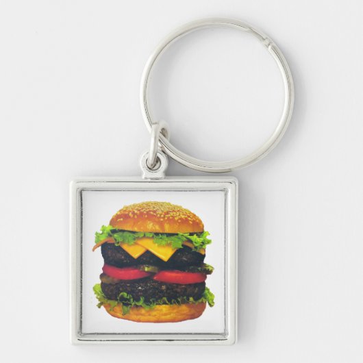 Dubbele Deluxe Hamburger met kaas Sleutelhanger (Voorkant)